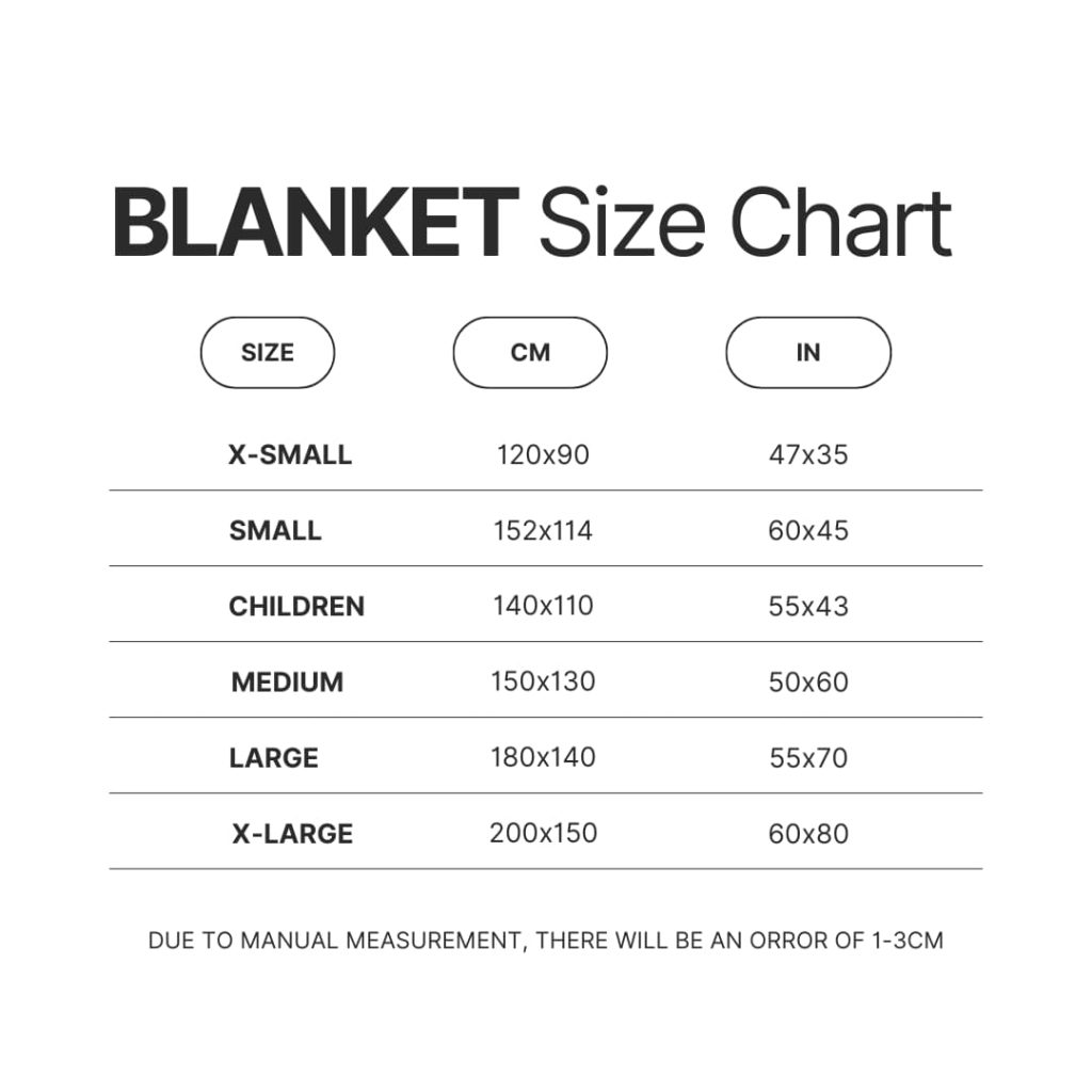 Blanket Size Chart - Fitness Gifts Store