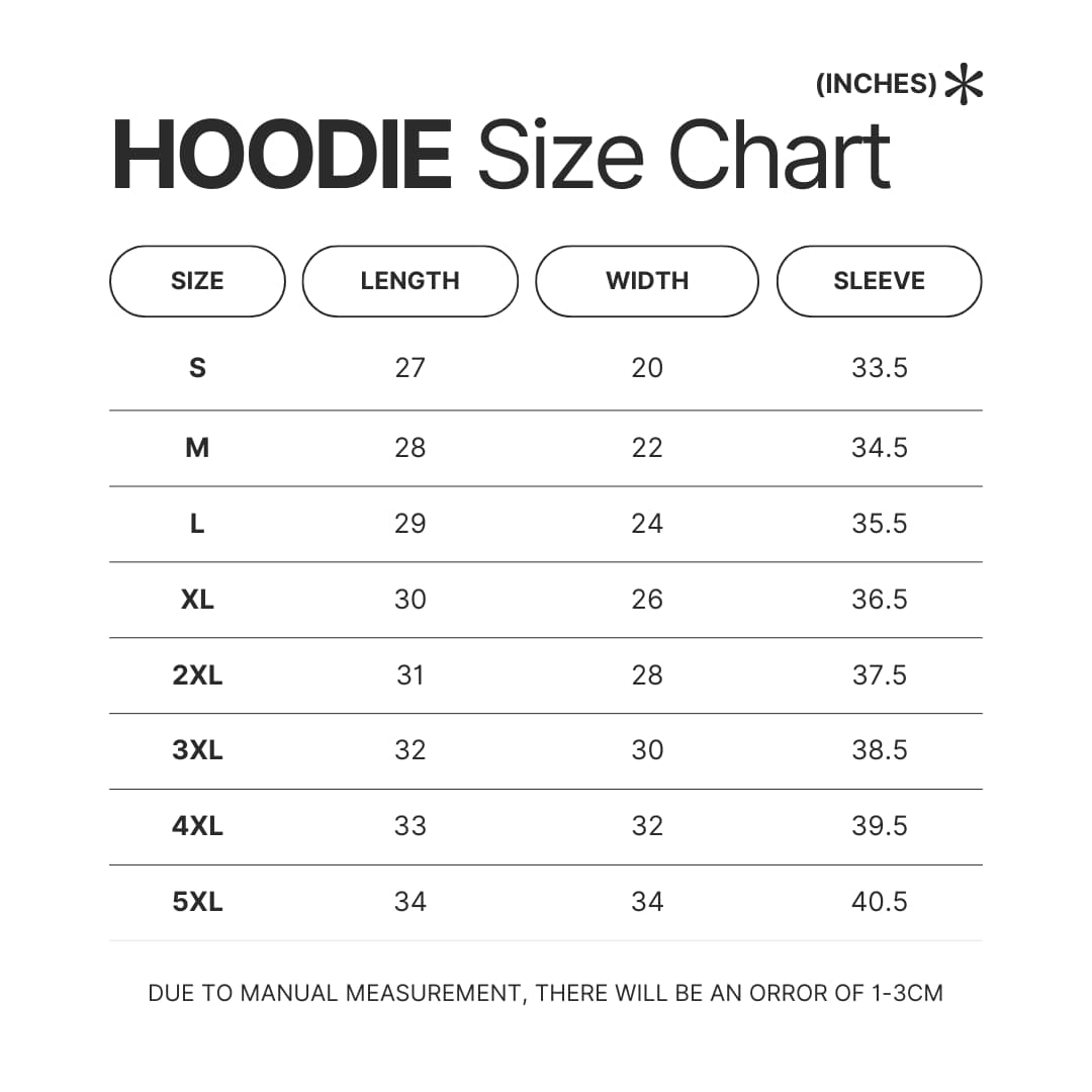 Hoodie Size Chart - Rick And Morty Shop