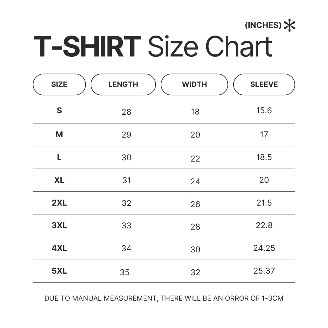 T shirt Size Chart - Rick And Morty Shop