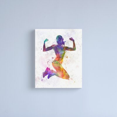 Woman Runner Jogger Jumping Powerful Canvas Print Official Fitness Merch