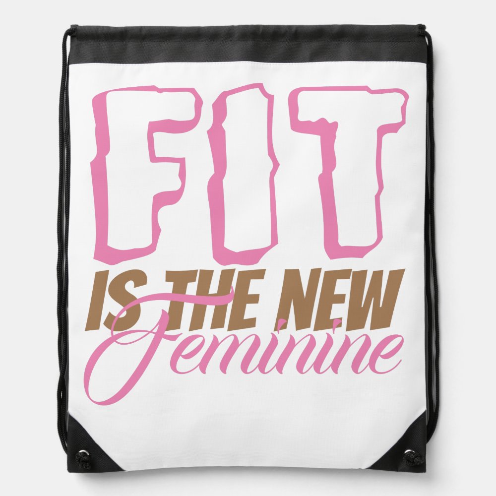 fit is the new feminine anytime fitness for her drawstring bag - Fitness Gifts Store