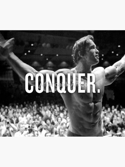 Arnold Schwarzenegger "Conquer" Motivational Fitness Tapestry Official Fitness Merch