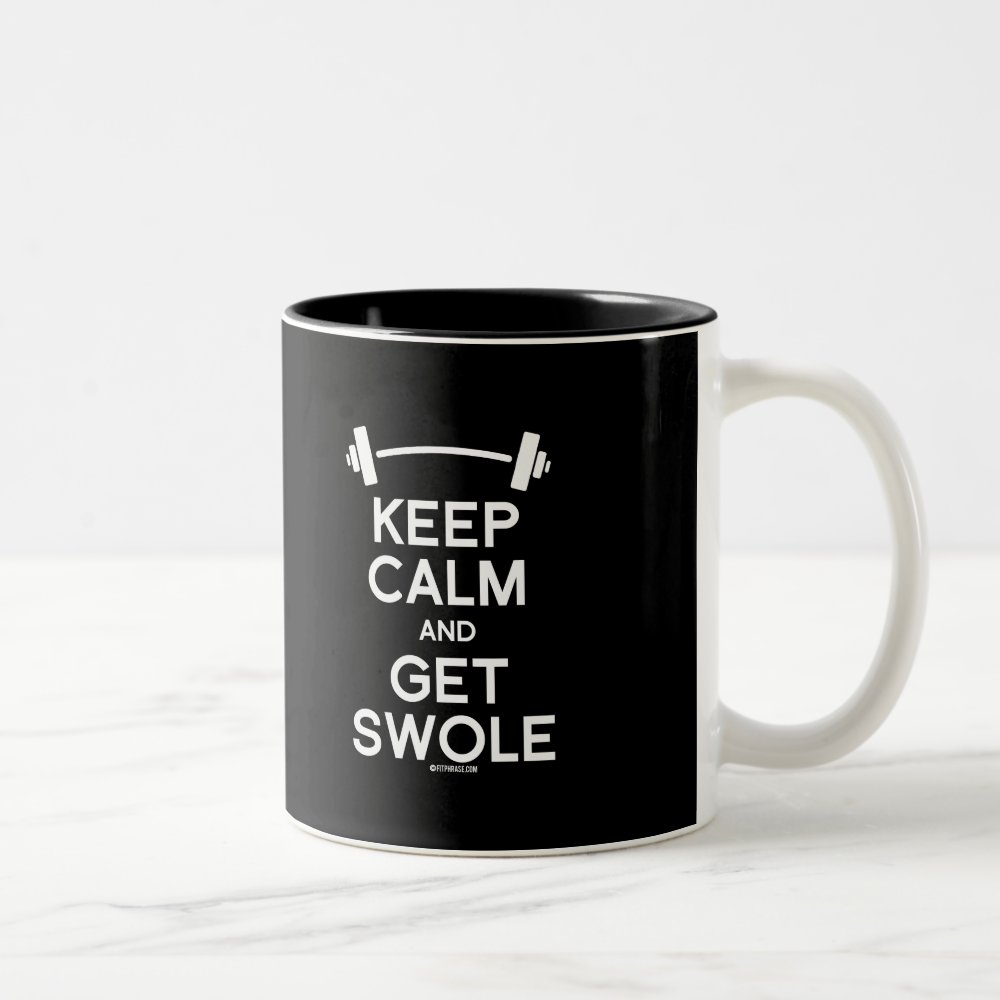 keep calm and get swole guy fitness png two tone coffee mug - Fitness Gifts Store