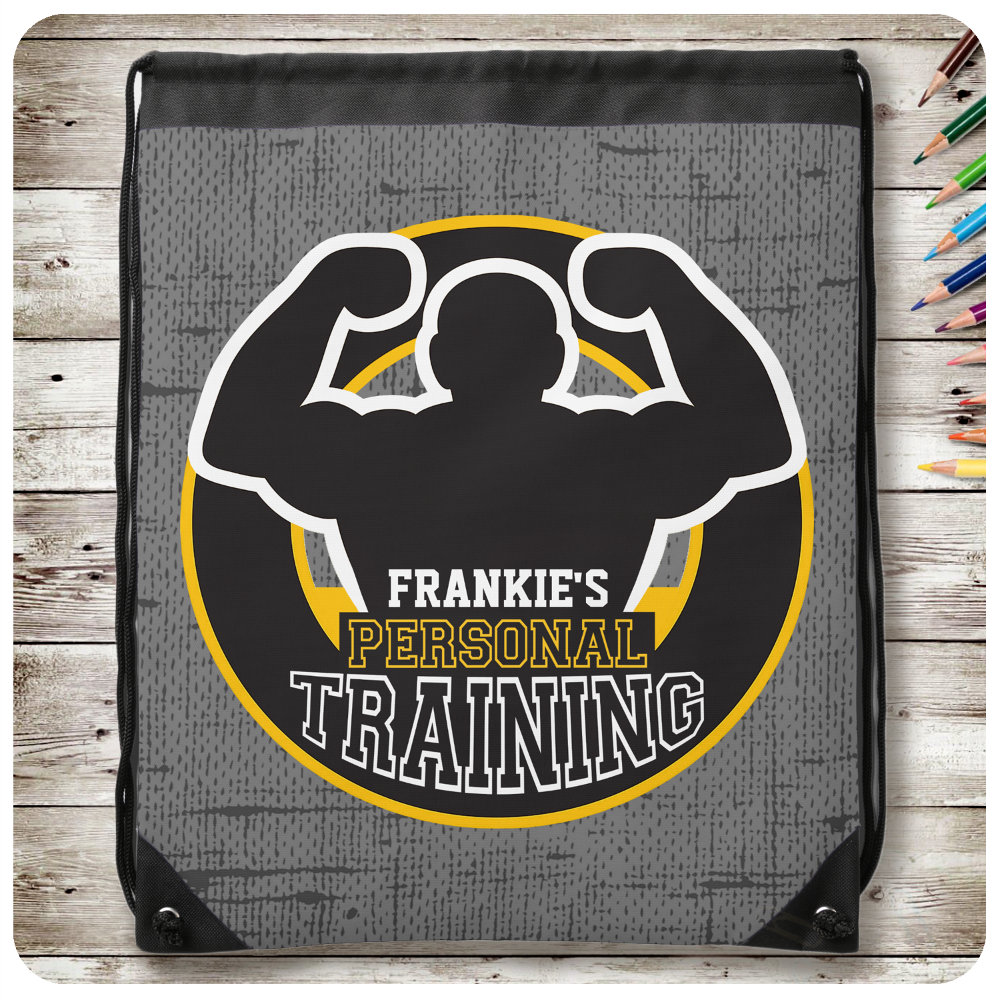 personal trainer gym power training fitness custom drawstring bag r r1tws 1000 - Fitness Gifts Store