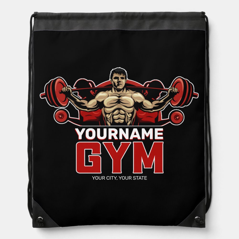 personalized name fitness home gym weight lifting drawstring bag - Fitness Gifts Store