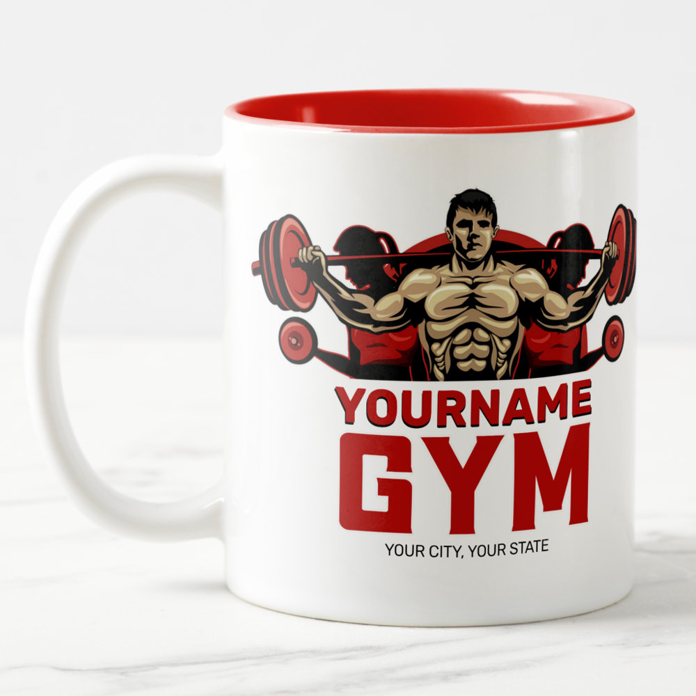 personalized name fitness home gym weight lifting two tone coffee mug r 80rgma 1000 - Fitness Gifts Store