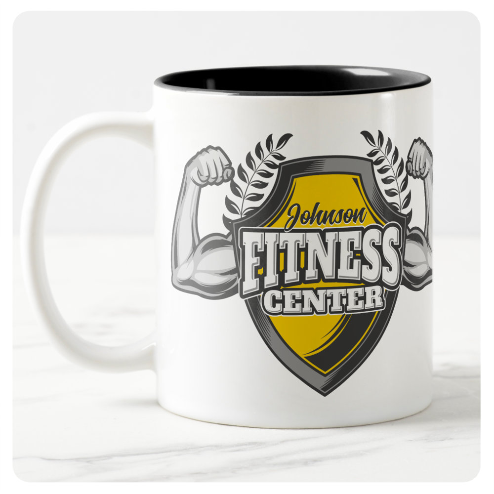 personalized name muscle fitness trainer gym two tone coffee mug r 8q4mef 1000 - Fitness Gifts Store