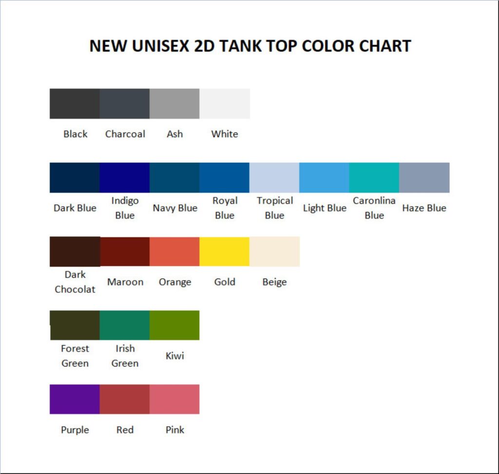 tank top color chart - Fitness Gifts Store