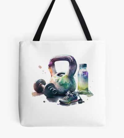 Cross Fitness Kettlebell Water Bottle Watercolor Running Tote Bag Official Fitness Merch