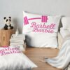 Barbell Barbie Throw Pillow Official Fitness Merch