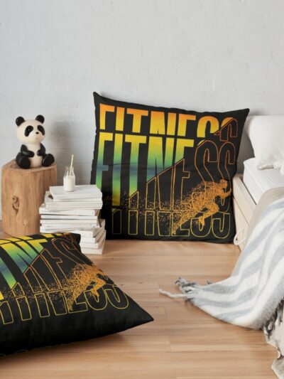 Fitness Training With Colorful Cuts Throw Pillow Official Fitness Merch