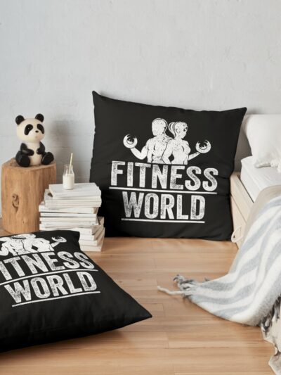 Fitness World Throw Pillow Official Fitness Merch