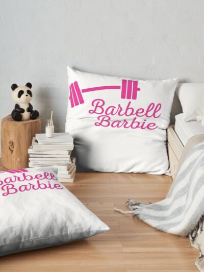 Barbell Barbie Throw Pillow Official Fitness Merch