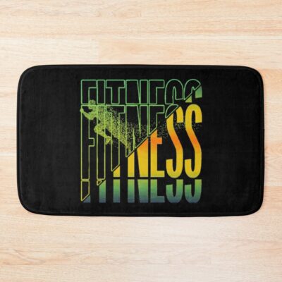 Fitness Training With Colorful Cuts Bath Mat Official Fitness Merch