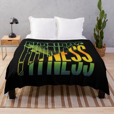 Fitness Training With Colorful Cuts Throw Blanket Official Fitness Merch