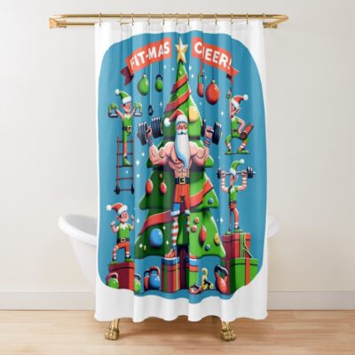 Fit-Mas Cheer - Festive Fitness Fun Shower Curtain Official Fitness Merch