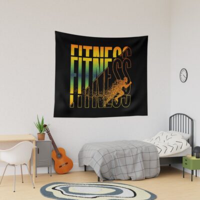 Fitness Training With Colorful Cuts Tapestry Official Fitness Merch